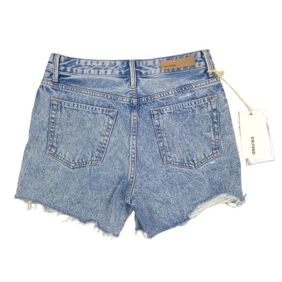 GRLFRND Jordan High Rise Shorts in Yaya Distressed Raw Hem Button Fly - Picture 5 of 12